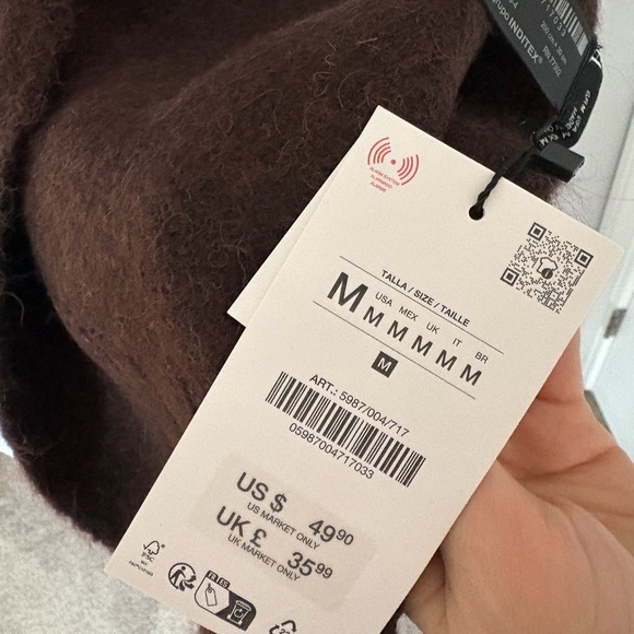 Zara Dark Brown Wool-Blend Scarf - Picture 6 of 6